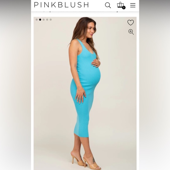 PinkBlush Maternity Ribbed Maternity Dress, Blue, NWOT, size M - Picture 2 of 4